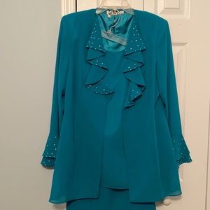 Three Pieces Set Jacket Blouse and Skirt.
